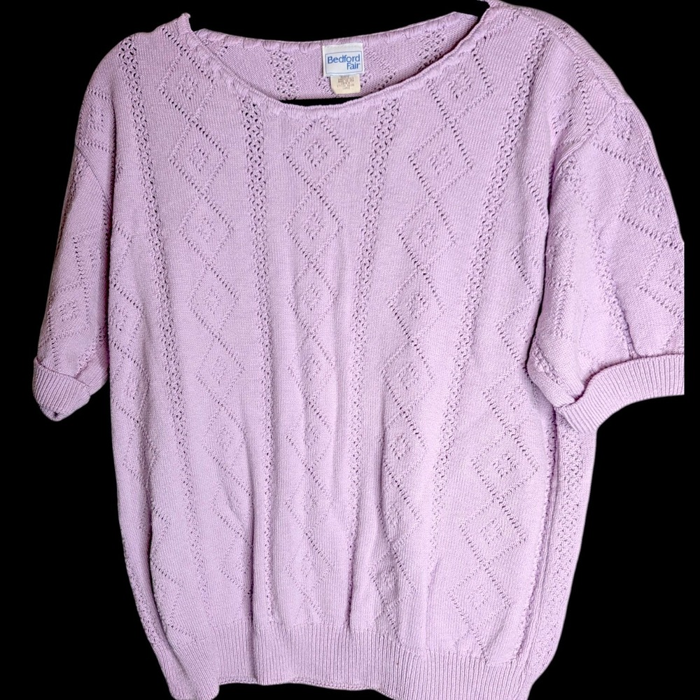 Vintage Coastal Granny Eyelet‎ Lightweight Sweater Cotton Knit Large Cottagecore